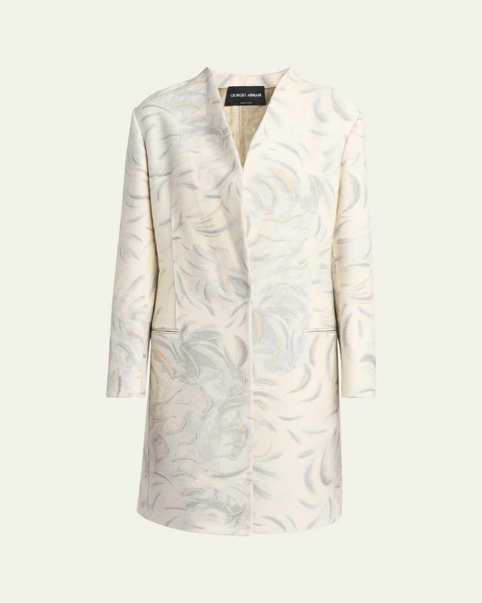 Abstract V-Neck Silk Coat